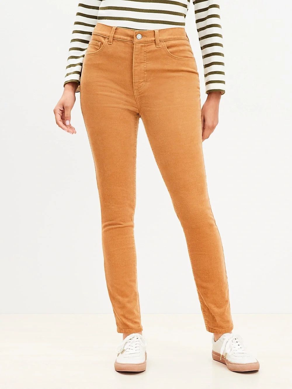 Loft the Curvy Skinny High Rise Corduroy Pants NWT Size 33 Perfect Camel Classic